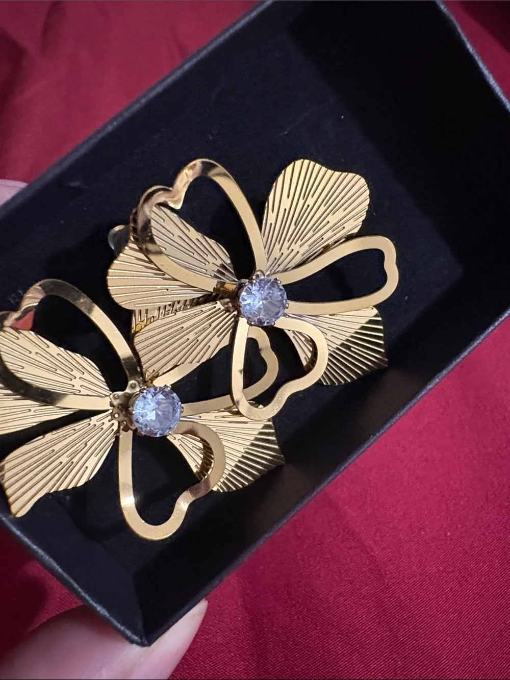 Gold Flower Brooch with Crystal Center - Women's Jewelry